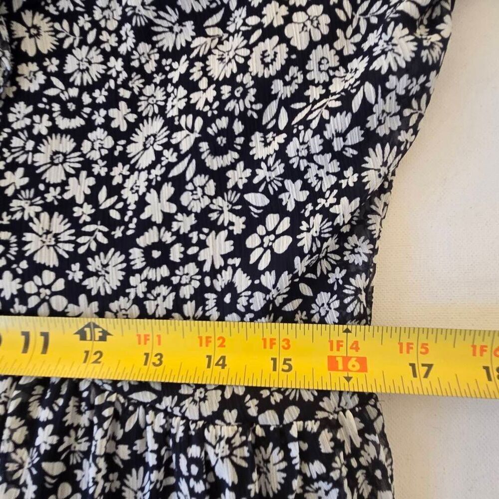 Tommy Hilfiger Womens Floral Ruffle Long Sleeve Chiffon Dress Navy White Size 12 - Picture 7 of 10